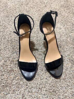 Apt. 9 Black Patent Open-Toe Ankle-Strap Heels